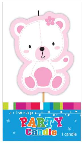 Pink Teddy Bear Candle - Click Image to Close